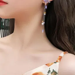 Estailo fashion Silver-Plated Pearls Butterfly Animals Drop Earrings-picture-17