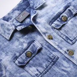 Dapper Dudes Full Sleeves Washed Shirt - Blue image 4