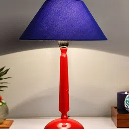 Homesake Red & Blue Solid Handcrafted Bedside Standard Table Lamp with Shade-picture-38