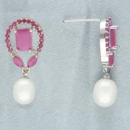 Sri Jagdamba Pearls White & Pink Jaanvi Earrings for Women image 3