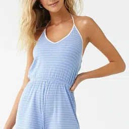 Forever 21 Light Blue & White Striped Tube Romper-picture-17