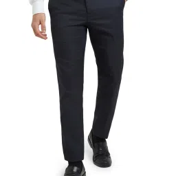 Raymond Blue Polyester Slim Fit Checks Trousers image 1