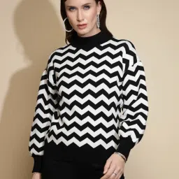 Global Republic Black & White Acrylic Geometric Pullover image 1