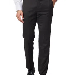 Park Avenue Dark Brown Regular Fit Flat Front Trousers image 1
