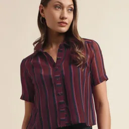 SELVIA Brown Striped Shirt image 1