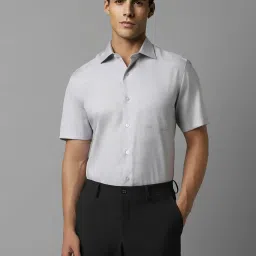 Louis Philippe Grey Cotton Regular Fit Texture Shirt image 1