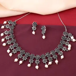 Panash Silver Plated Stone Studded Oxidized & Handcrafted Jewellery Set image 1