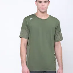 Dida Olive Polyster Regular Fit Colorblock T-Shirt image 1