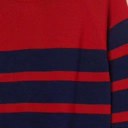 Fame Forever by Lifestyle Kids Red & Navy Cotton Striped Full Sleeves Sweater image 3
