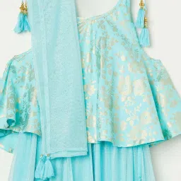 Melange by Lifestyle Kids Aqua Blue Printed Lehenga Cholis image 3