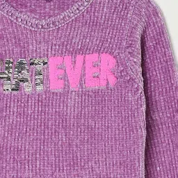 Fame Forever by Lifestyle Kids Lilac Embroidered Full Sleeves Sweater image 3