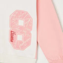 Fame Forever by Lifestyle Kids White & Pink Cotton Printed Full Sleeves Sweatshirt image 3