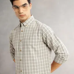 Thomas Scott Grey Linen Slim Fit Checks Shirt image 4