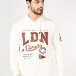 Byford By Pantaloons Off White Regular Fit Printed Hooded Sweatshirt image 1