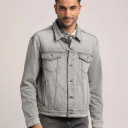 EVERBLUE Light Grey Regular Fit Denim Jacket image 1