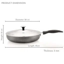 Magnus Black & Silver Aluminium 28 cm Non-Stick Frypan With Lid & Bakelite Handle (3.1 L) image 3