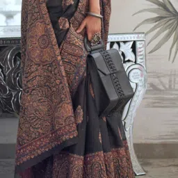 Elora Black Silk Woven Saree With Unstitched Blouse image 3