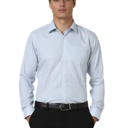 Van Heusen Blue Cotton Slim Fit Printed Shirt image 1