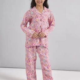 StyloBug Girls Pink Printed Night Suit-picture-2
