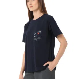 Smarty Pants Navy Blue Cotton Night Top image 3