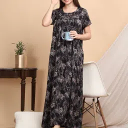 Sweet Dreams Black Cotton Printed Nighty-image-95