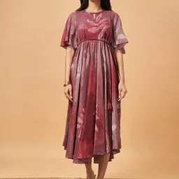 Marigold Lane Purple Floral Print A-Line Dress image 1