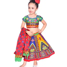 Ahhaaaa Kids Multicolor Embroidered Choli, Lehenga with Dupatta image 1