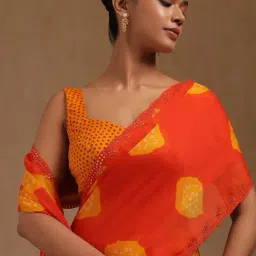 Soch Orange Georgette Bandhani Print Saree-image-33