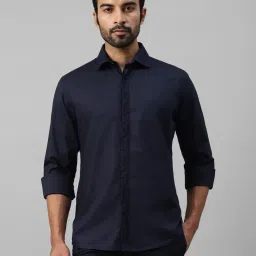 Don Vino Navy Regular Fit Self Design Shirt image 1