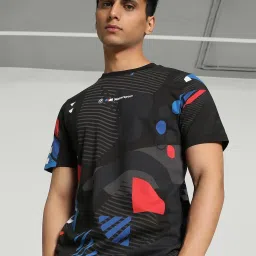 Puma BMW M Motorsport Black Cotton Regular Fit Printed Sports T-Shirt image 1