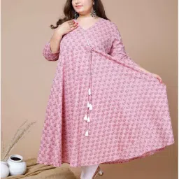 Miravan Pink Cotton Printed Anarkali Kurta image 3
