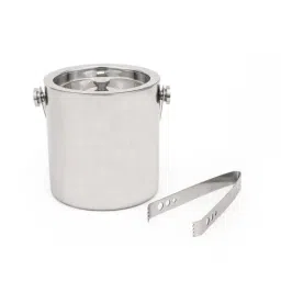 Home4U 'Bailey' Silver Stainless Steel Ice-Bucket With Tong (0.945 L) - Set of 1-image-6