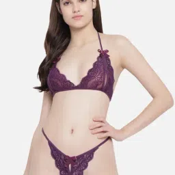 Secrets By ZeroKaata Purple Lace Bra & Panty Set-picture-38
