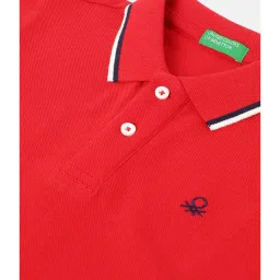 United Colors of Benetton Kids Red Solid Polo T-Shirt image 3