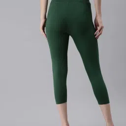 Kryptic White & Green Cotton Soild Crop Length Leggings - Pack Of 2 image 3