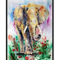 Art Street Elephant Printed Multicolor Engineered Wood Wall Art image 3
