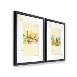 Art Street Street City Travel Inspired Printed Beige Engineered Wood Wall Art (Set of 2) image 3