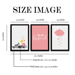 Art Street You Are Loved Printed Pink Engineered Wood Wall Art (Set of 3) image 3