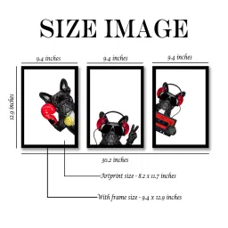 Art Street Rocking Dog Printed Black Engineered Wood Wall Art (Set of 3) image 3