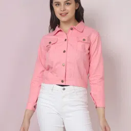 BUYNEWTREND Baby Pink Regular Fit Jacket image 1