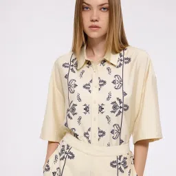 Cover Story Off White Printed Shirt image 1