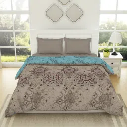 Spaces Alyssum Abstract Cream Cotton Double Bed Quilt image 1