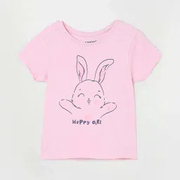 Juniors by Lifestyle Pink Cotton Printed T-Shirt image 1