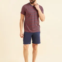 Sweet Dreams Dusty Pink & Blue Regular Fit Striped T-Shirt & Shorts Set image 1