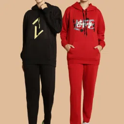 Vimal Jonney Black & Maroon Printed Tracksuit - Pack Of 2 image 1