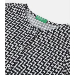 United Colors of Benetton Kids Black & White Printed A-Line Dress image 3