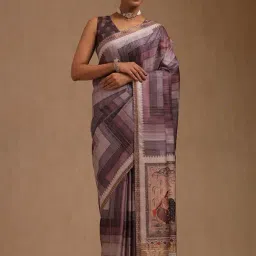Soch Purple Tussar Geometric Print Saree image 4