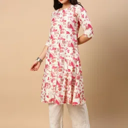 showoffff SHOWOFF White & Pink Printed Kurta image 3