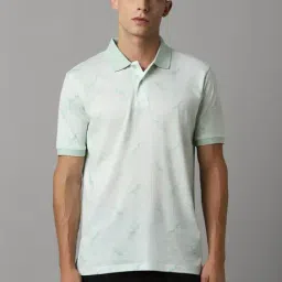 Louis Philippe Green Cotton Regular Fit Printed Polo T-Shirt-image-76