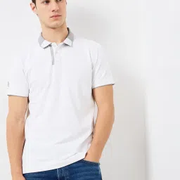 Spykar Men White Slim Fit Solid Half Sleeve Casual T-Shirt image 1